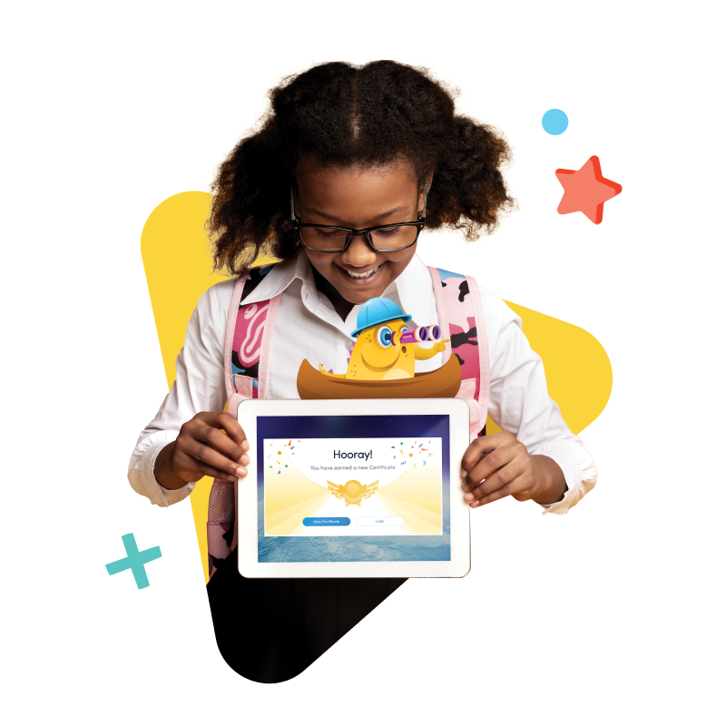 Child using laptop for online learning