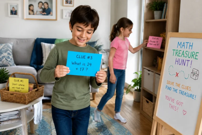 Child building math confidence through creative problem solving in Calgary