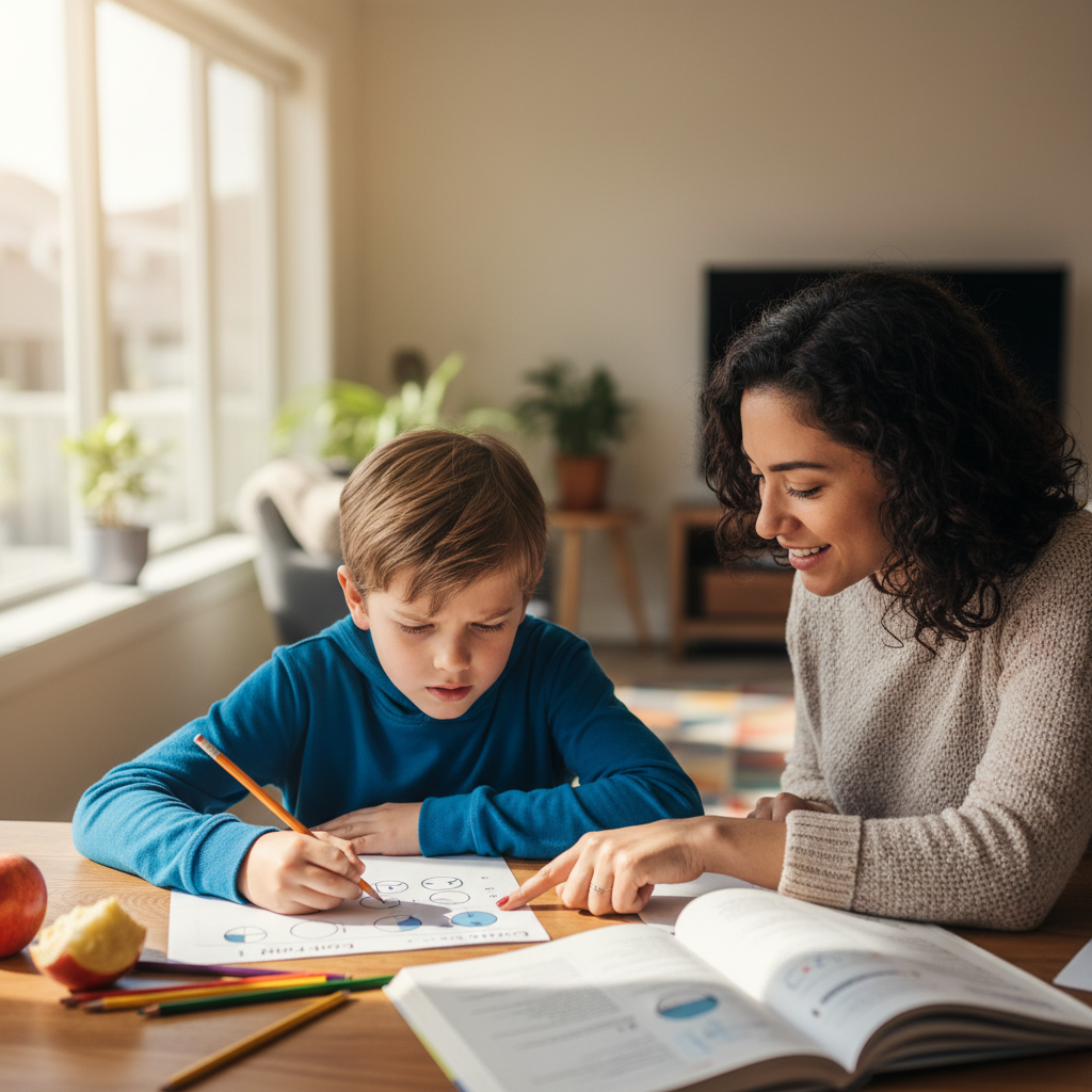 Student feeling frustrated while doing elementary math homework